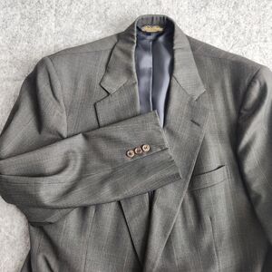 Vtg Brooks Brothers Makers Golden Fleece Windowpane Wool Blazer Men 42L Gray USA